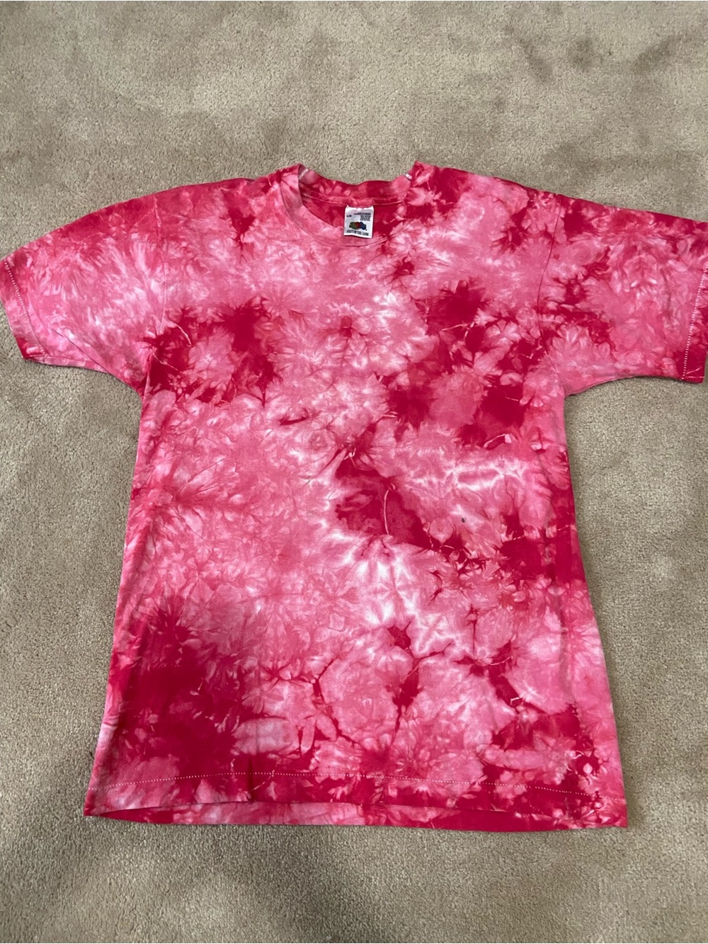 Vintage Fruit of the Loom Unisex Pink Tie-Dye Short Sleeve Tee